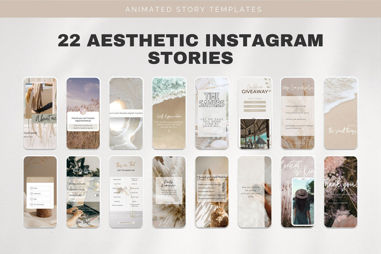 Over 150 Faceless Aesthetic Videos, Stories, Posts, Faceless Instagram Story Templates