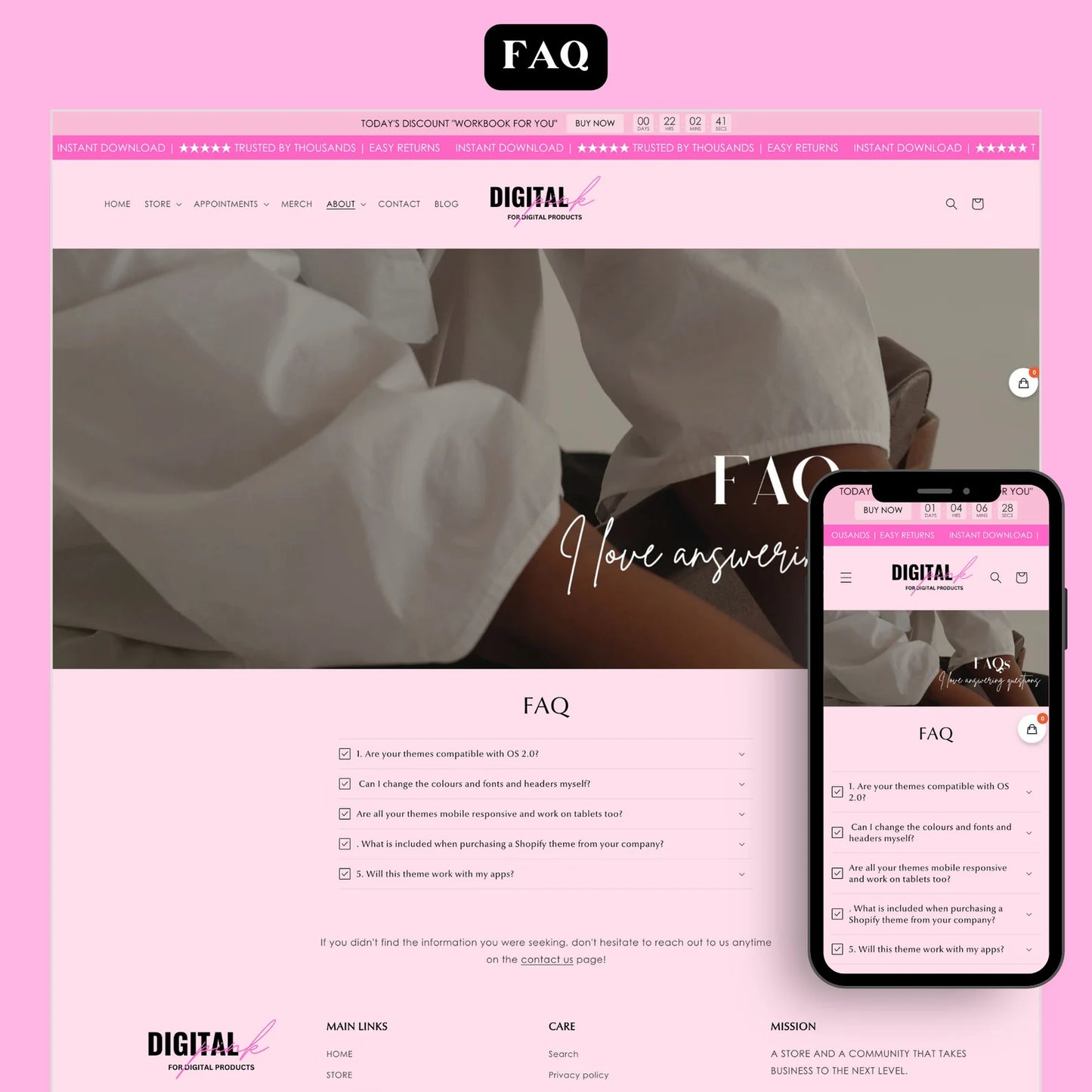 Pink Luxe Store Kit 2.0 – Shopify Theme in Hot Pink & Blush with 30 Resell-Ready Digital Products + Editable Canva Banners