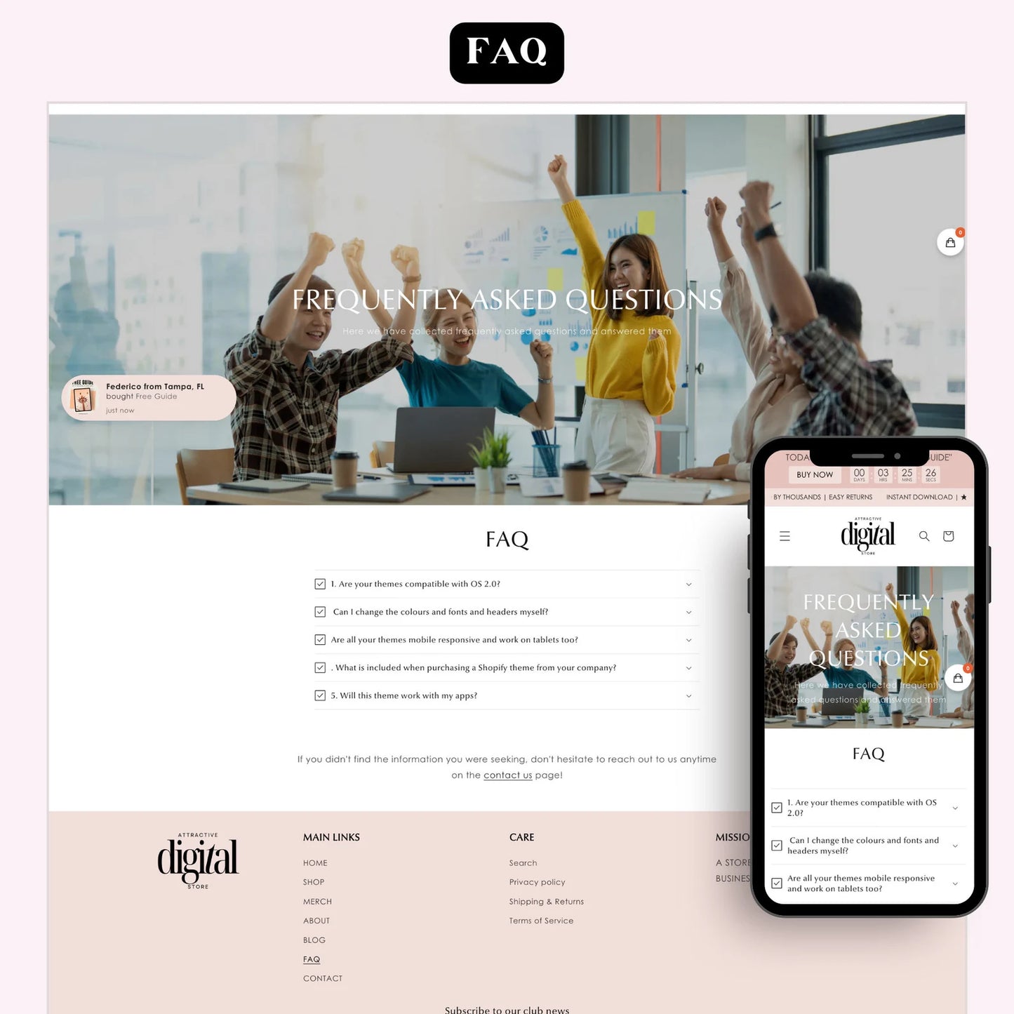 Pink Shopify Template with 30 Revenue-Ready Digital Products + Editable Canva Banners