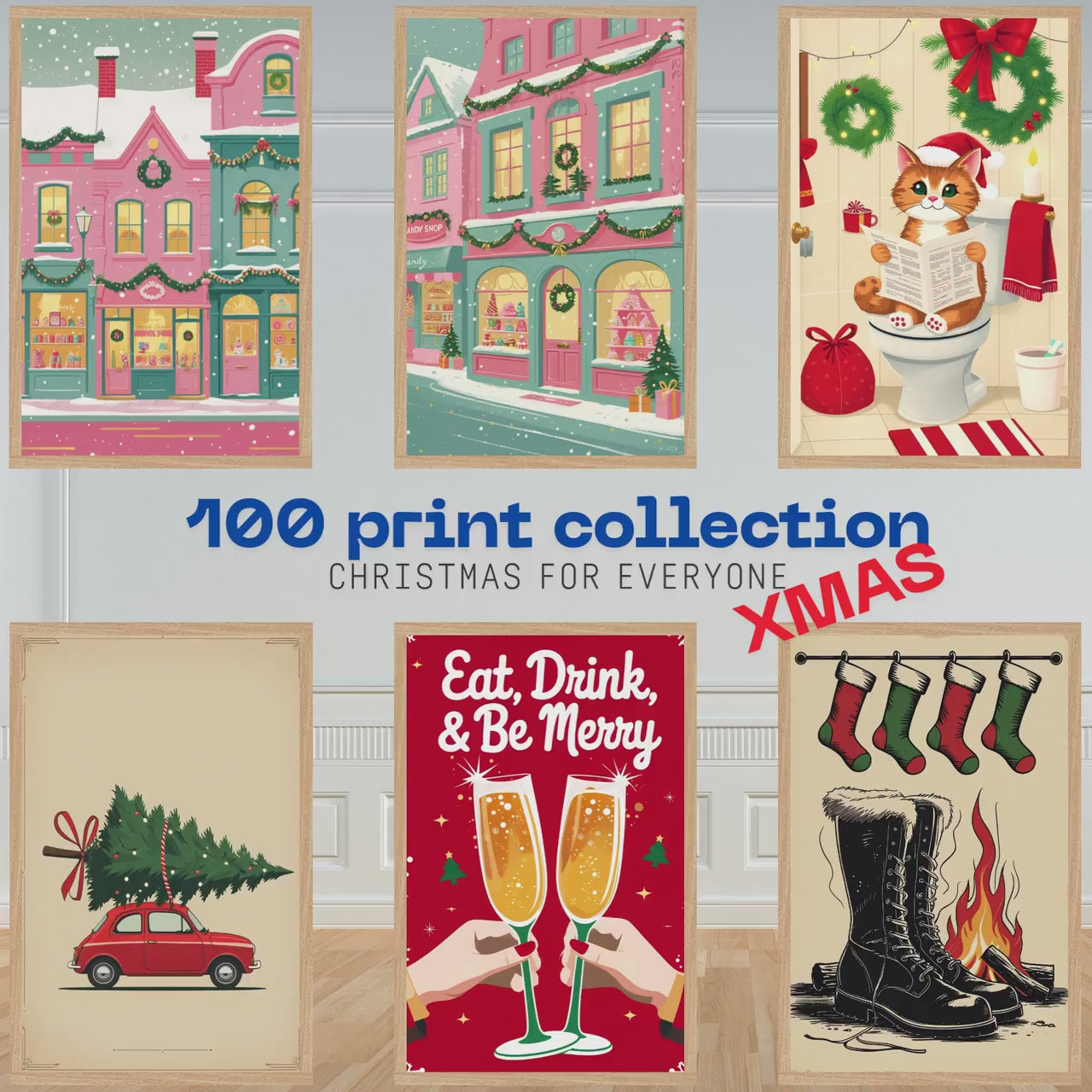 The Whimsical Holiday Gallery – 100 Printable Christmas Art Designs